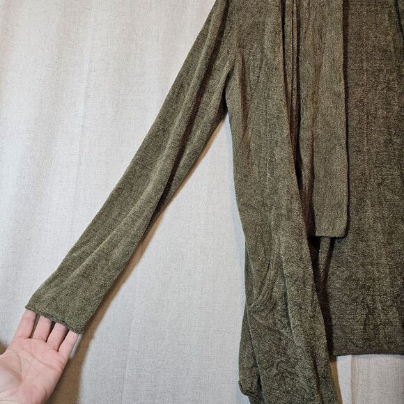 Barefoot Dreams CozyChic Ultra Lite Open Front Hi-Lo Cardigan in Green size L/XL - Picture 6 of 11
